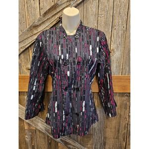 NWOT Chef uniforms women small pink black geometric chef button up